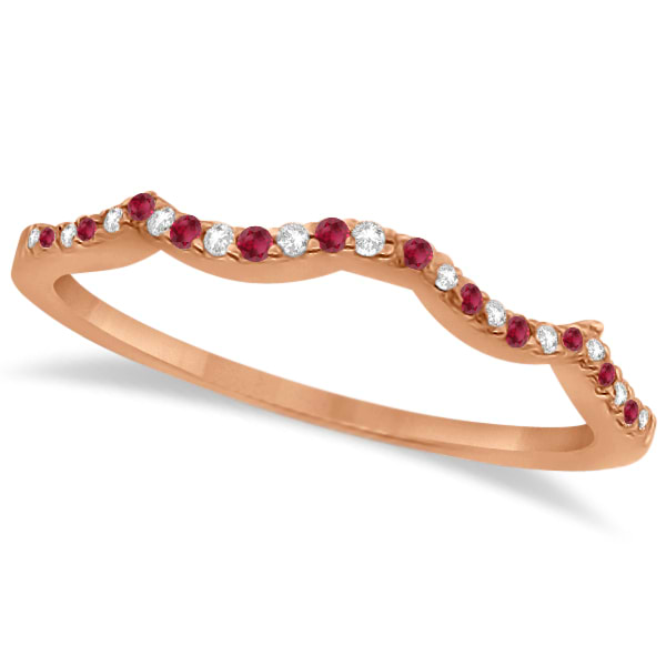 Ruby & Diamond Heart Infinity Heart Bridal Set 14k Rose Gold 1.75ct