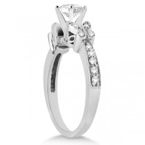 Round Diamond Butterfly Design Bridal Ring Set 14k White Gold (0.76ct)