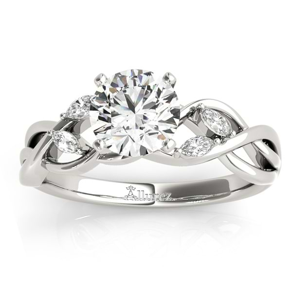 Diamond Marquise Vine Leaf Engagement Ring Setting 14k White Gold (0.20ct)