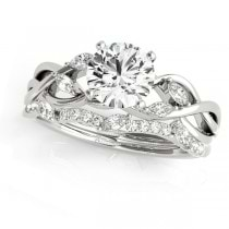 Twisted Round Moissanites Bridal Sets 18k White Gold (1.73ct)