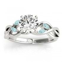 Marquise Aquamarine & Diamond Bridal Set Setting 14k White Gold (0.43ct)