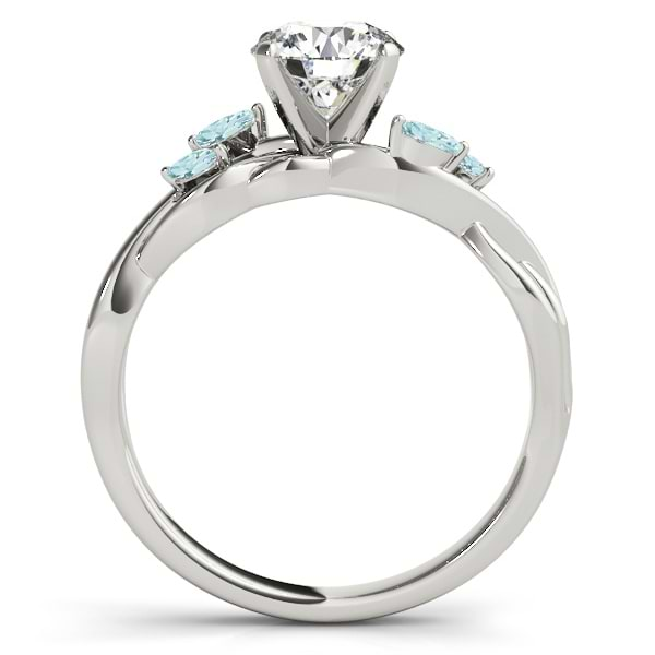 Marquise Aquamarine & Diamond Bridal Set Setting 14k White Gold (0.43ct)