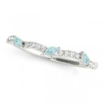 Marquise Aquamarine & Diamond Bridal Set Setting 14k White Gold (0.43ct)