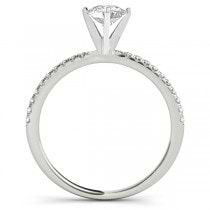 Diamond Accented Oval Shape Engagement Ring 14k White Gold (1.50ct)