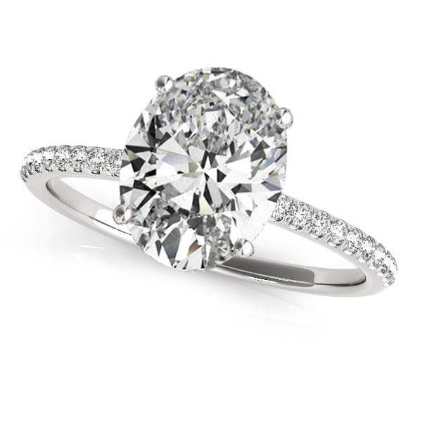 Lab Grown Diamond Accented Oval Shape Engagement Ring 14k White Gold (2.50ct)