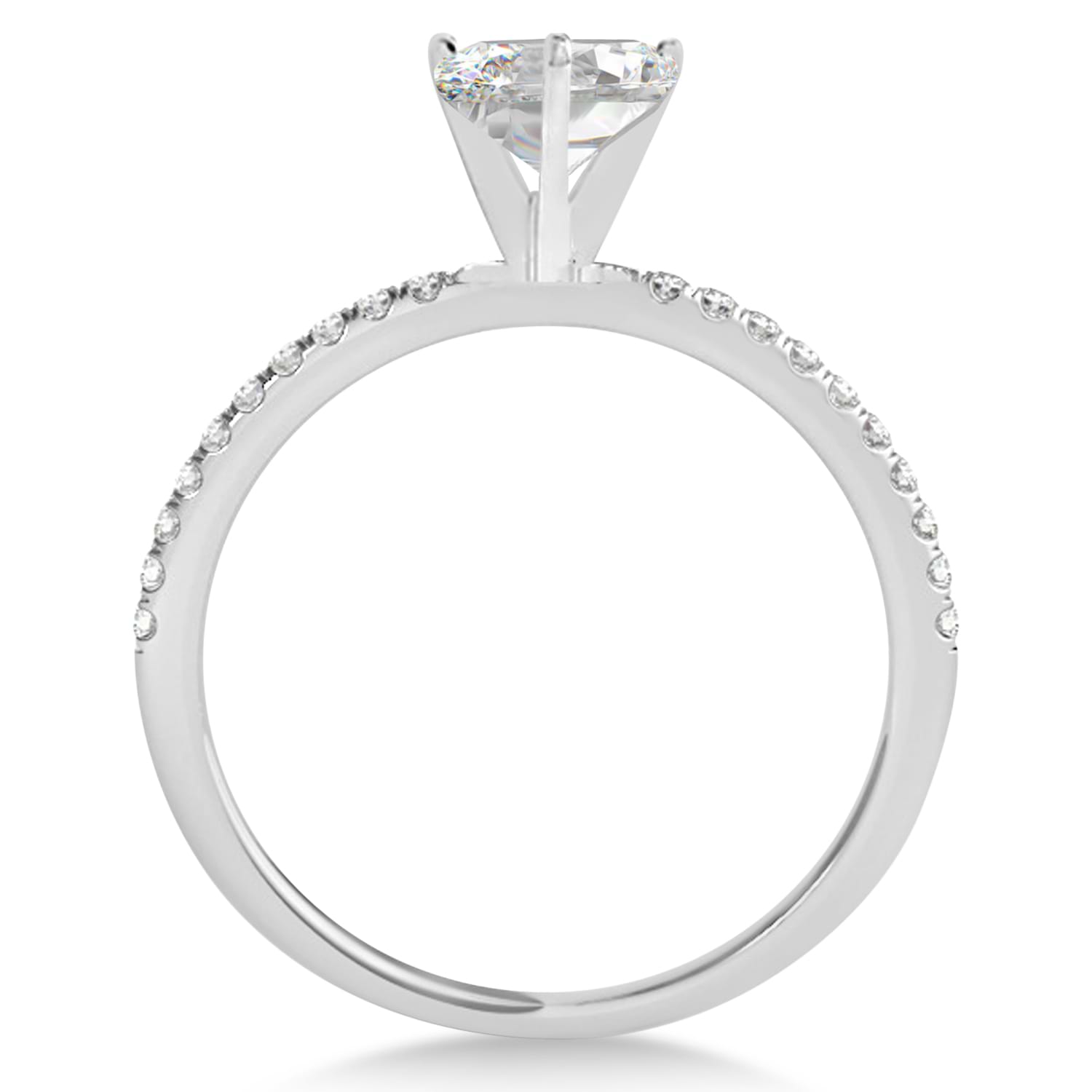 Lab Grown Diamond Accented Oval Shape Engagement Ring 14k White Gold (2.50ct)
