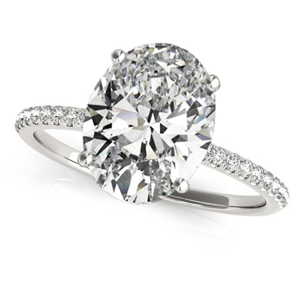 Lab Grown Diamond Accented Oval Shape Engagement Ring 14k White Gold (3.00ct)